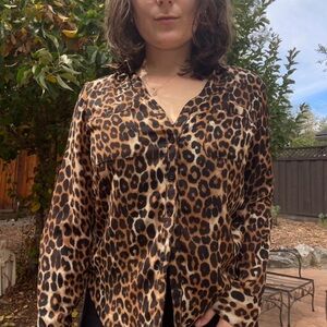Express Leopard Button Up Top